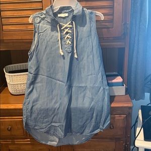 Jean tank top with ties